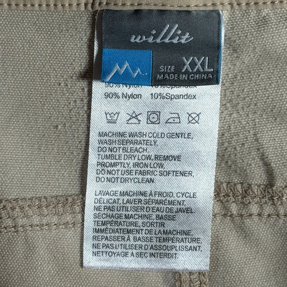 Willit Mens Cargo Hiking‎ Shorts XXL Khaki Tan Nylon Spandex Stretch Quick Dry
